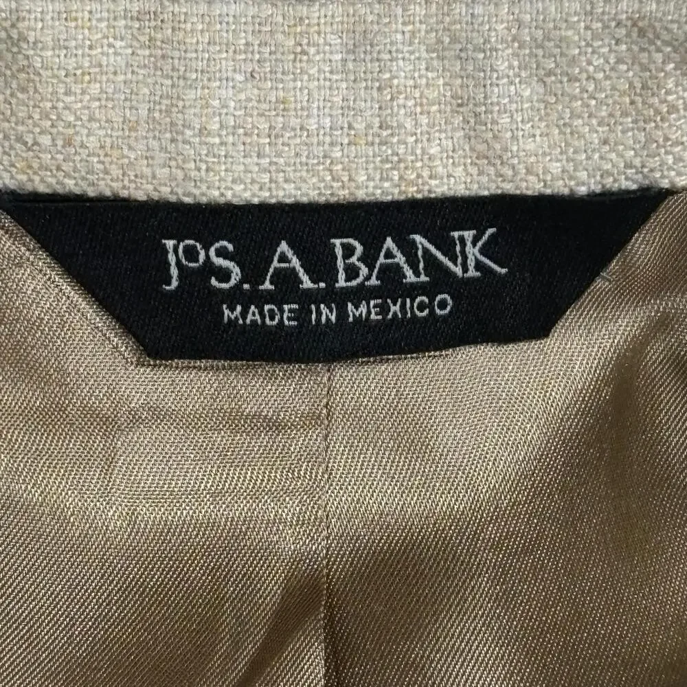 Jos. A. Bank Blazer Mens 48 Long Beige Silk Sport Coat Jacket Classic Fit